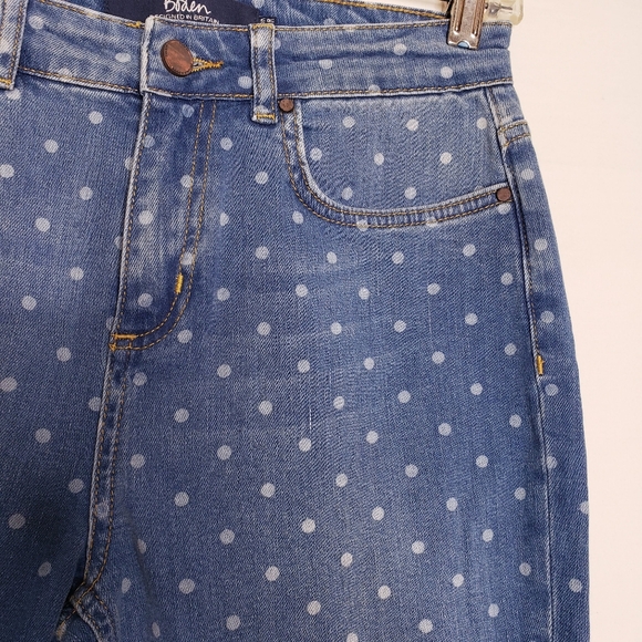 Boden Blue & White Polka Dot Stretch The Soho Skinny Jeans Women's Size 6 - Picture 8 of 14